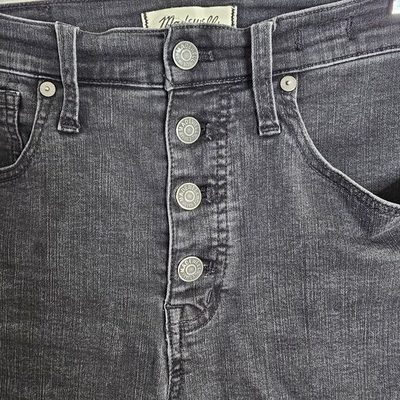 Madewell Dark Gray Raw Hem 10" High Rise Skinny Jeans Button Through Edition 28 - Picture 3 of 11